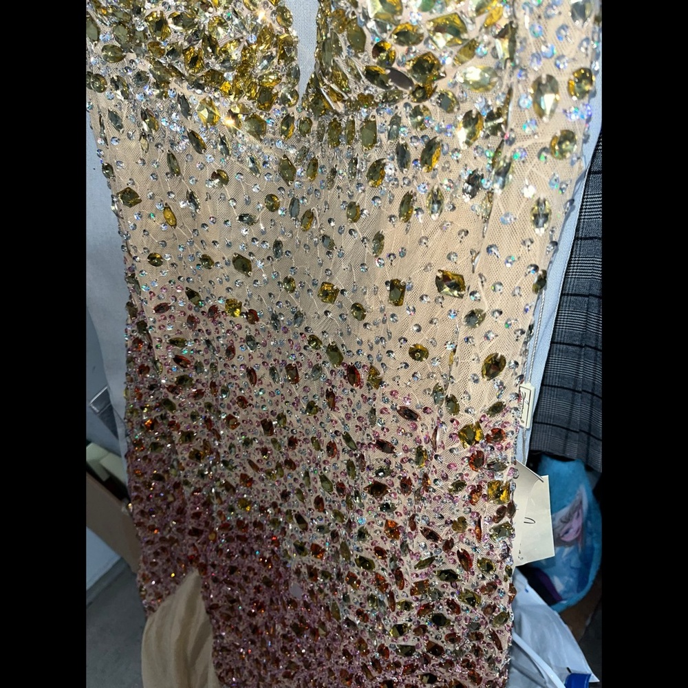 Jasz Couture Dress 4614 Prom Rhinestone Pink Nude Evening Dress Plus Size - Picture 4 of 11